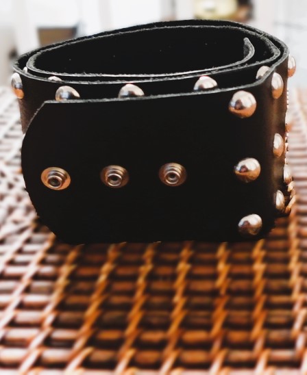 Black leather studded belt