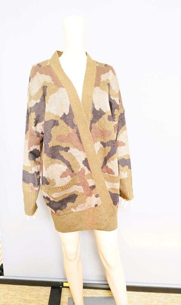 Camo Cardigan Thrifting in Pasadena, Texas MS Thrift Rayder